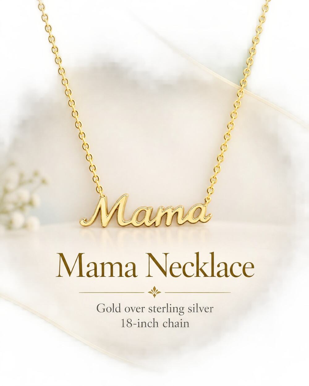 925 Sterling Silver*gold over*Mama Necklace*18" Great gift